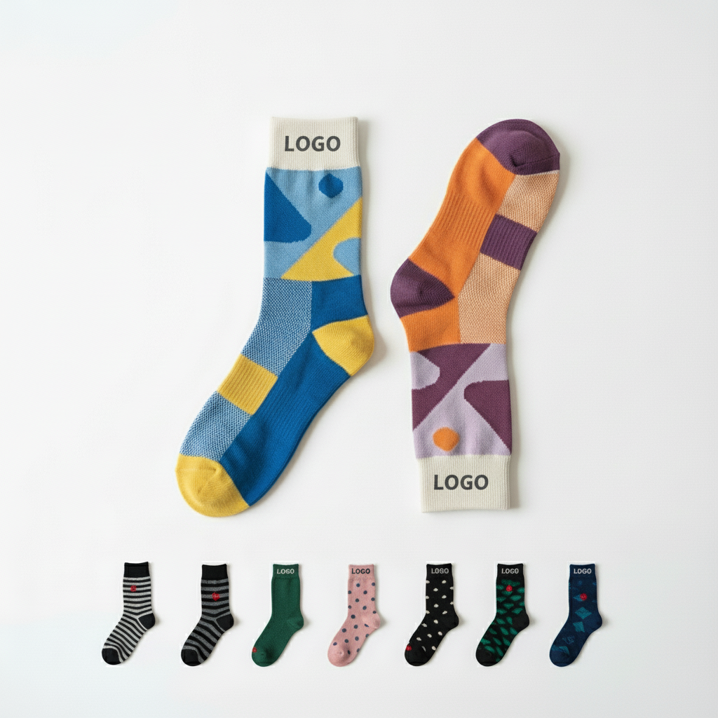 Colorful Abstract Pattern Cotton Casual Crew Socks