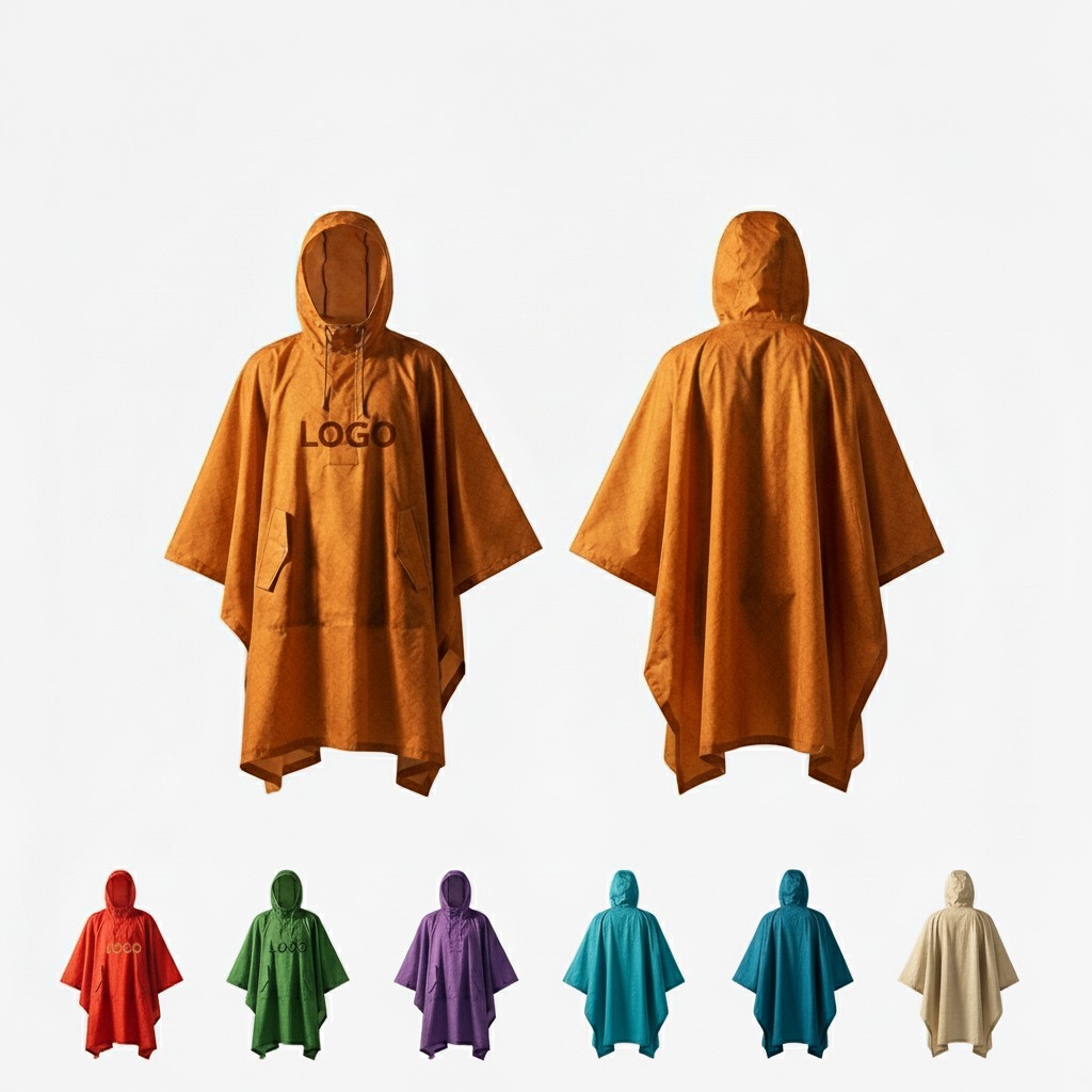 Heavy-Duty Hooded Rain Poncho with Adjustable Fit and Reinforced Corners