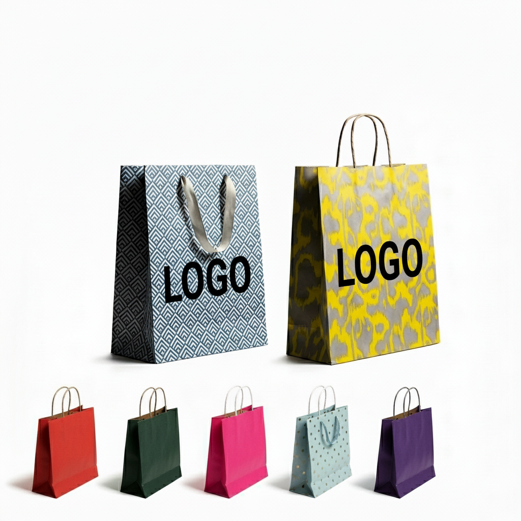 Custom Color Kraft Paper Tote Bag with Logo Print