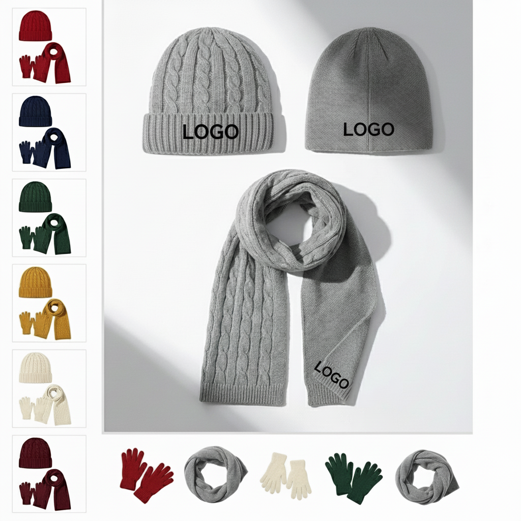 Alpaca Wool Winter Trio: Scarf, Gloves & Beanie Set