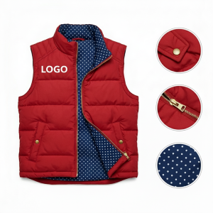 Packable Water-Resistant Quilted Down Puffer Vest with Stand-Up Collar