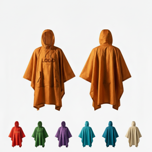Heavy-Duty Hooded Rain Poncho with Adjustable Fit and Reinforced Corners