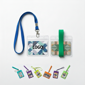 Clear Horizontal Badge Holder with Dual-Use Hanging Slots for Lanyards and Straps