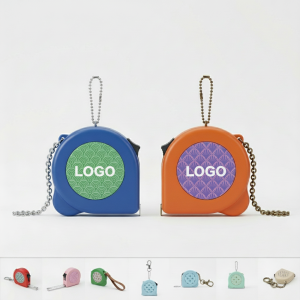 Colorful Compact Dual-Scale Keychain Tape Measure with Swivel Hook