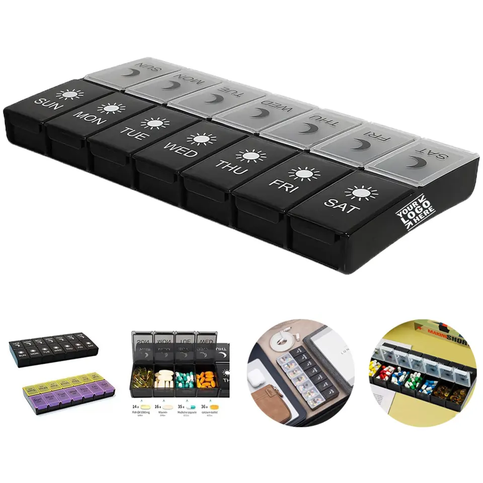 Weekly Medication Organizer with Day and Night Compartments