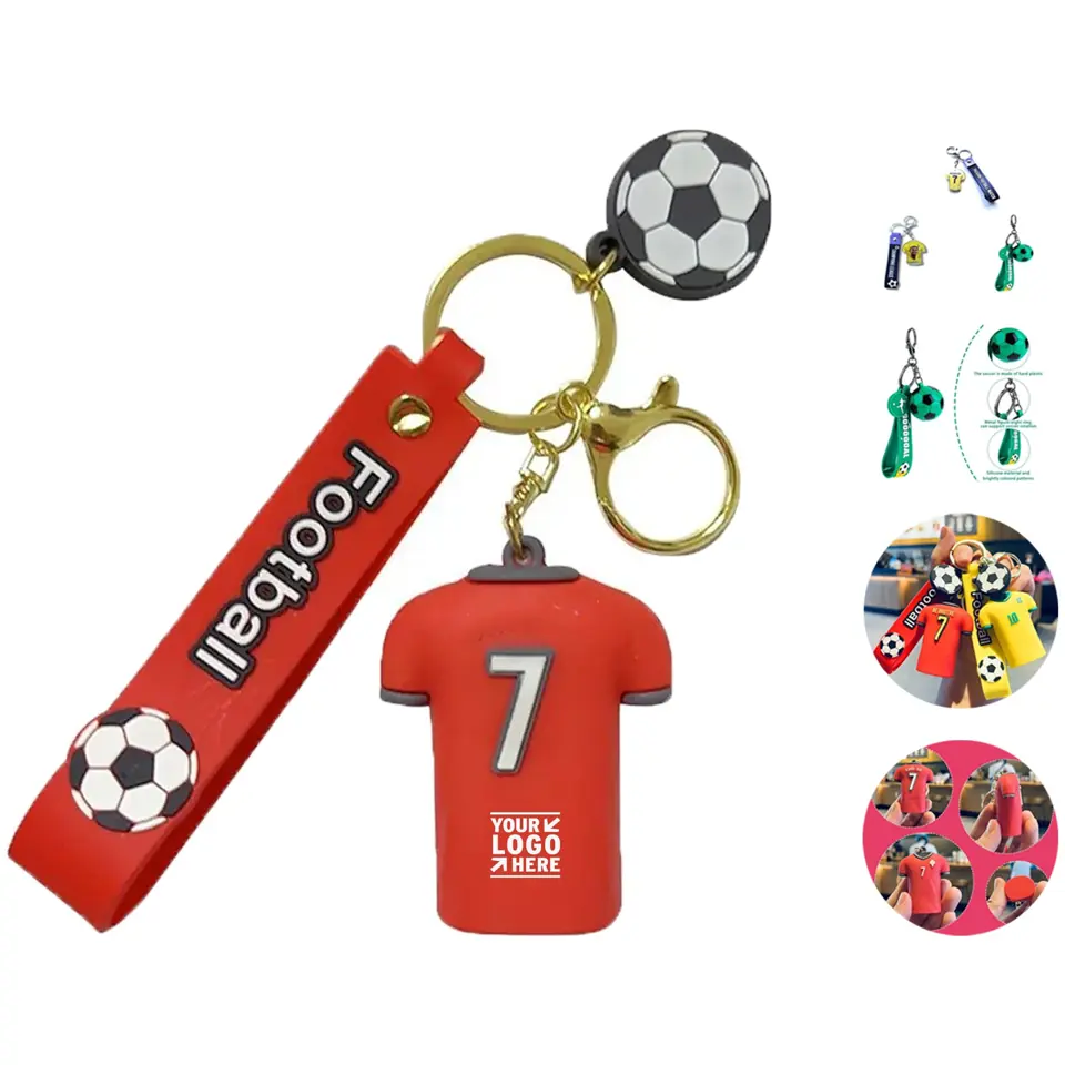 Soccer Celebration Rubber Keychain