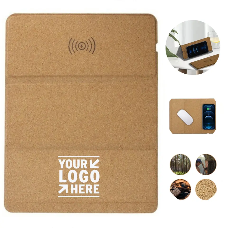 Tri-Fold Cork Charging Mouse Pad