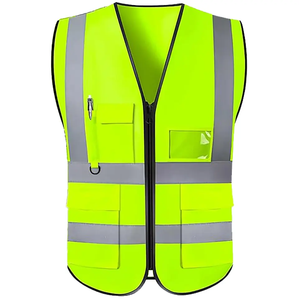 Enhanced Visibility Safety Vest with Reflective Bands and Pockets 2