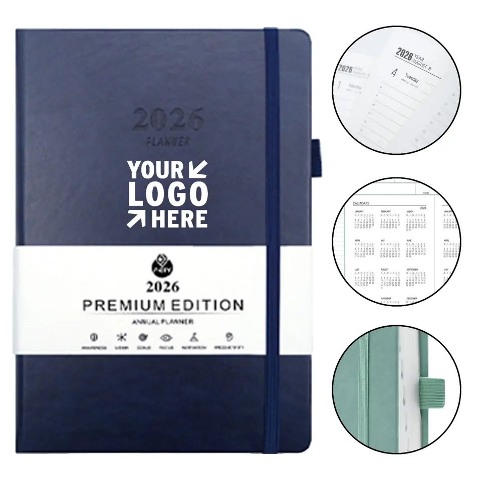 Premium Annual Organizer with Ribbon Marker and Elastic Band