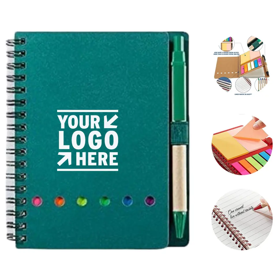 Colorful Spiral Notebook with Sticky Tabs