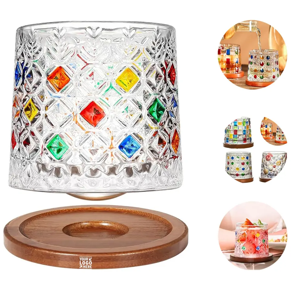Premium Rotating Whiskey Glass Set