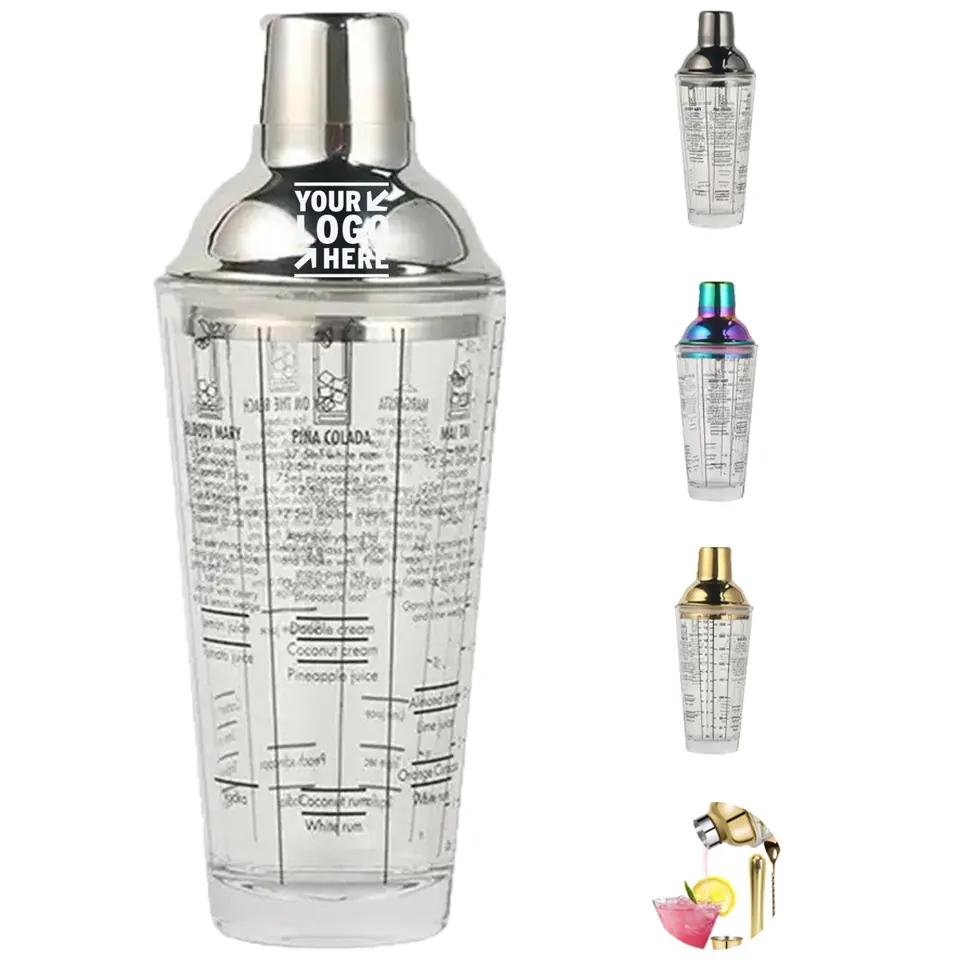 Premium Glass Cocktail Mixer with Integrated Measuring