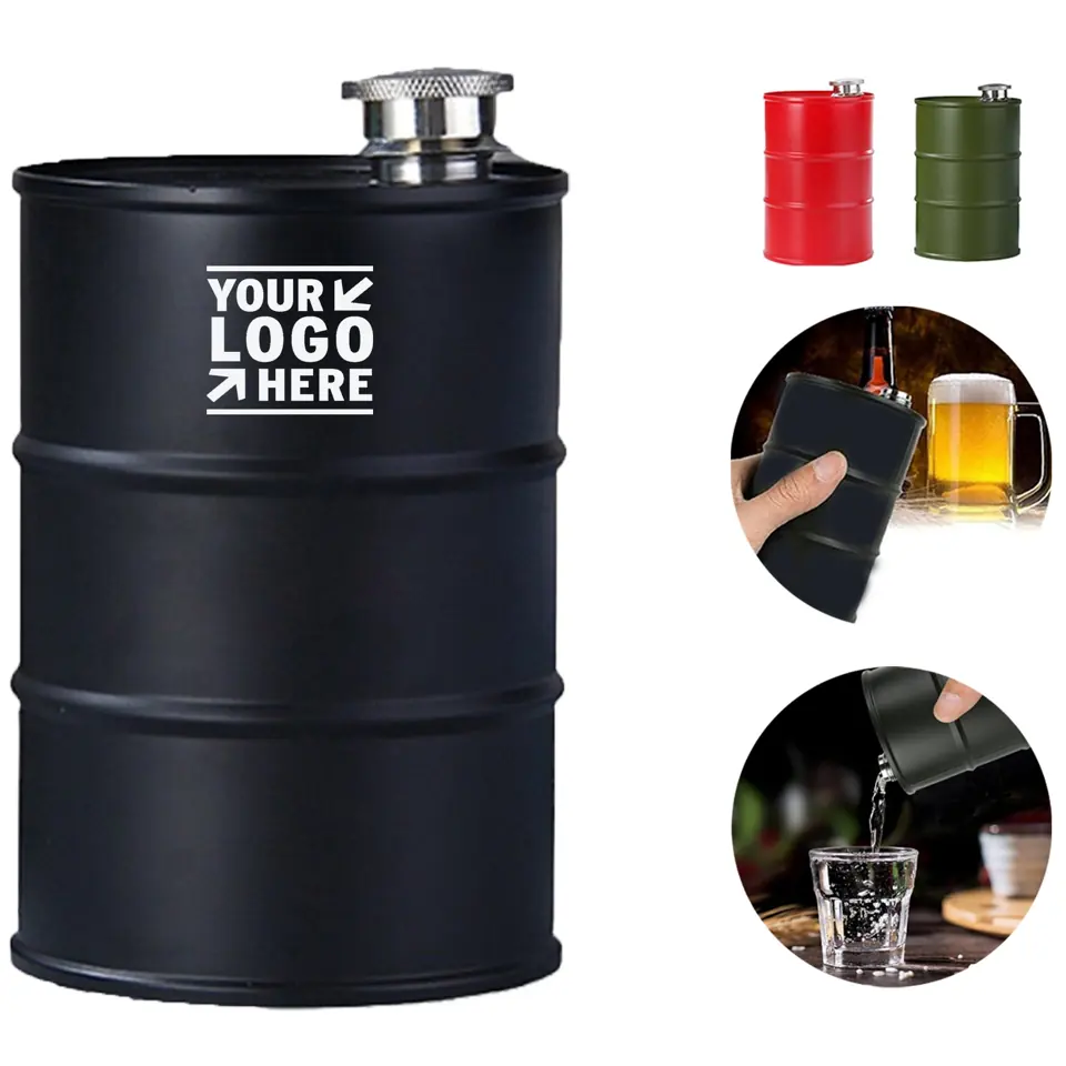 Classic Barrel-Shaped Steel Flask