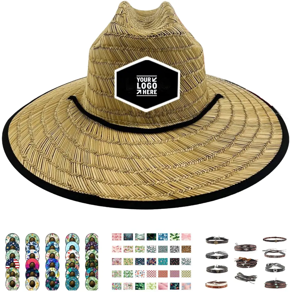 Personalized Patterned Straw Sun Visor