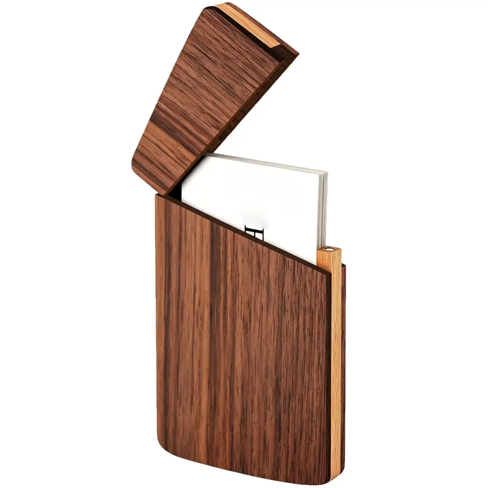 Elegant Walnut Business Card Holder 2