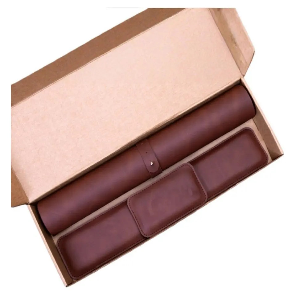 Premium Leather Desk Pad and Wrist Support Set 2
