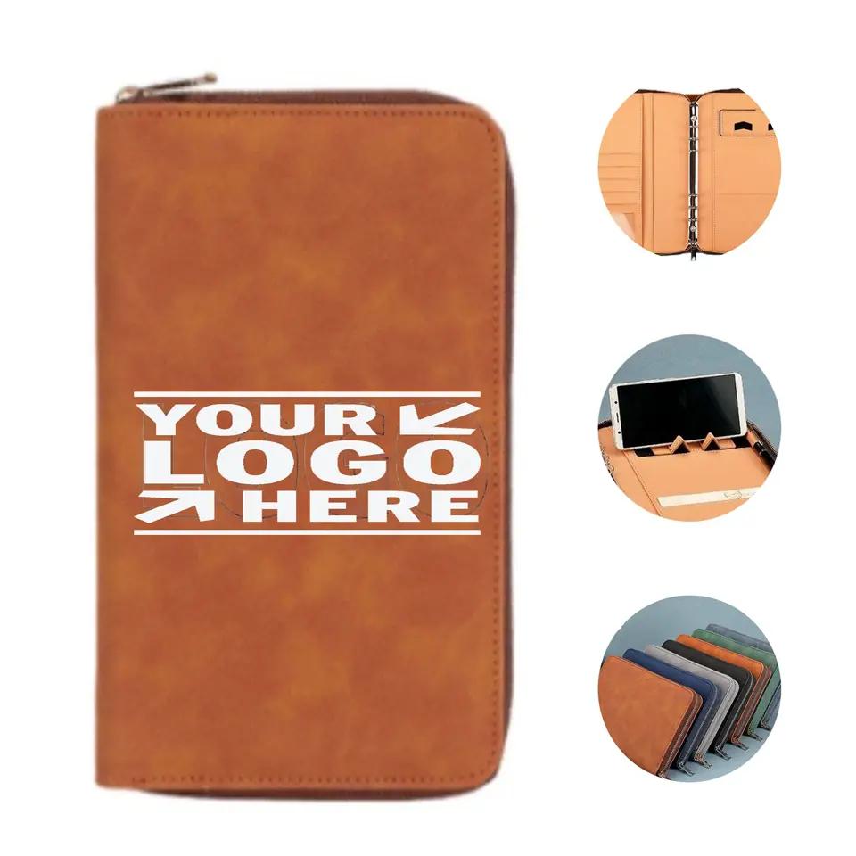 Premium Synthetic Leather Zippered Notebook Organizer