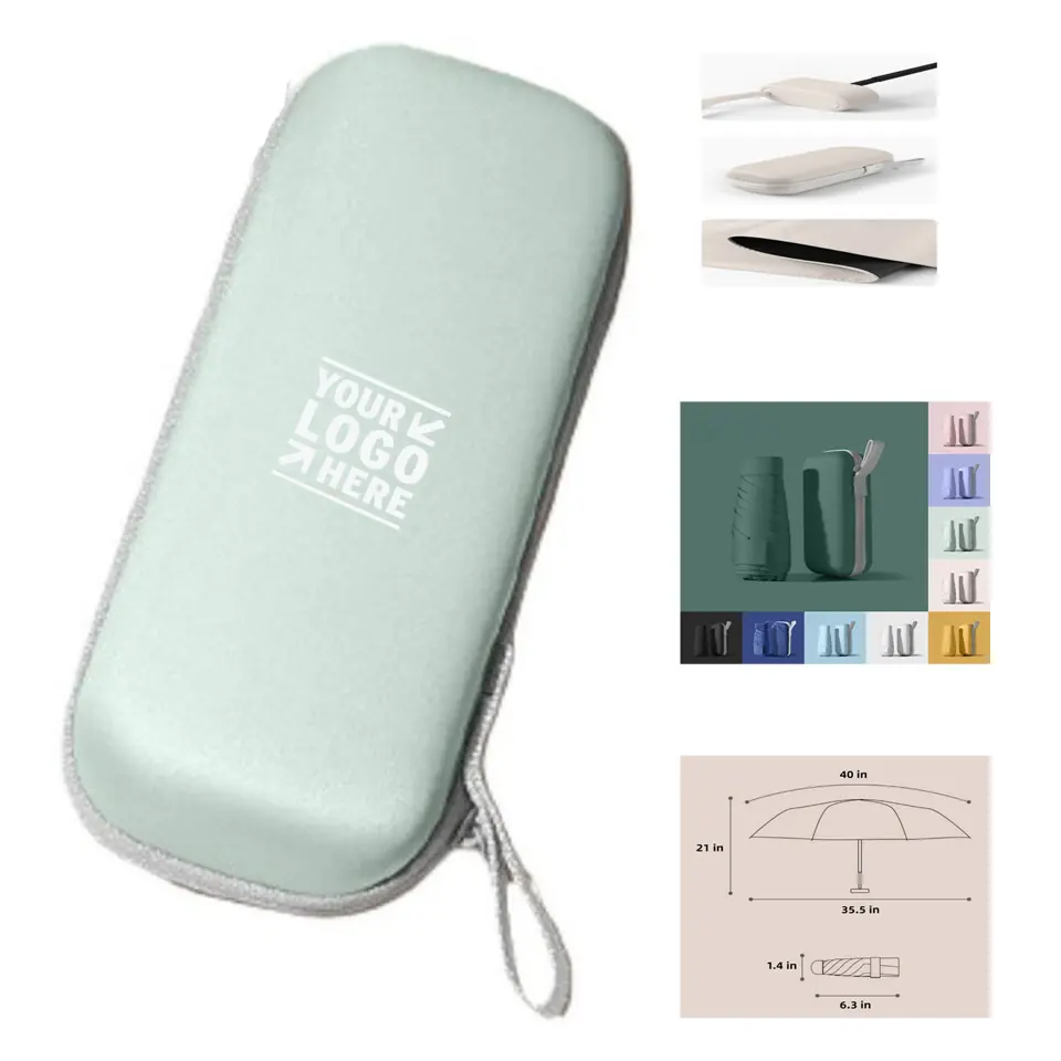 Compact 6-Fold Travel Umbrella with Protective Case