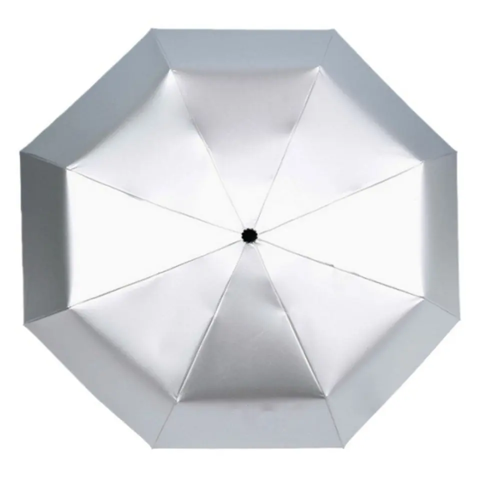 Curved Handle Titanium Silver All-Weather Umbrella 2