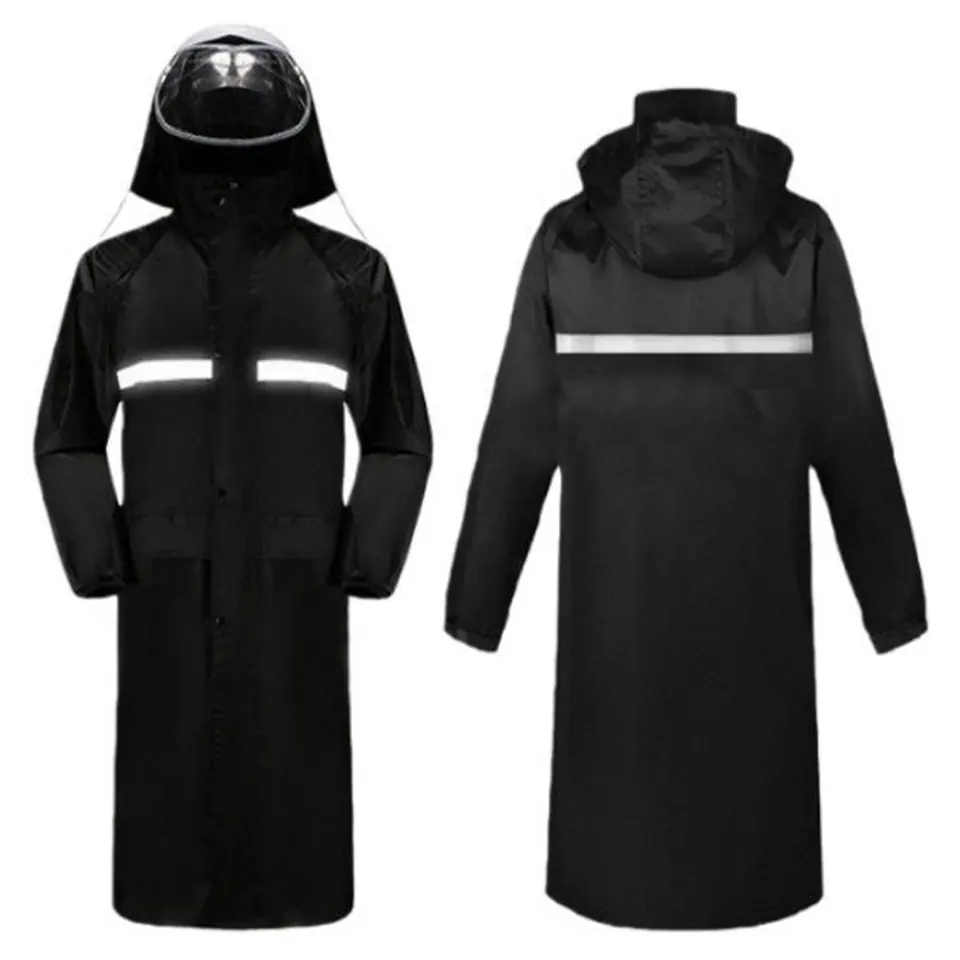 Reflective Long Raincoat with Detachable Hood 2