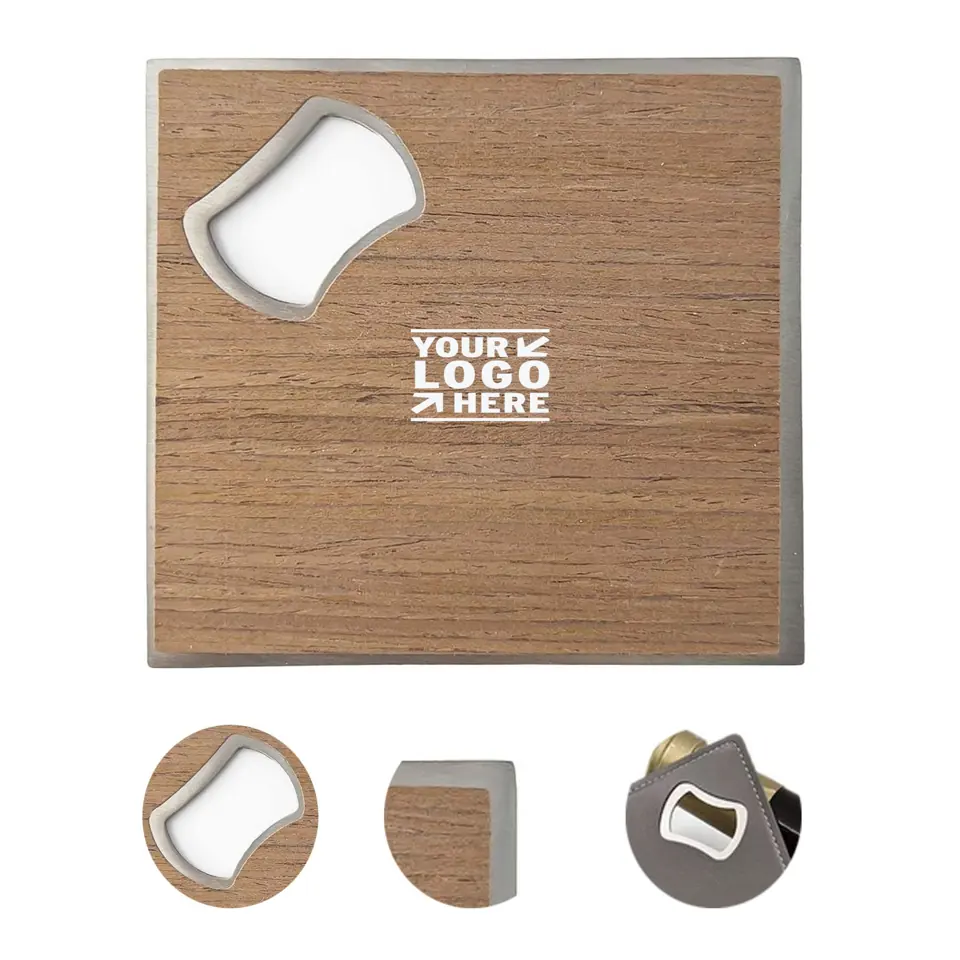 Elegant Wooden Coaster with Opener