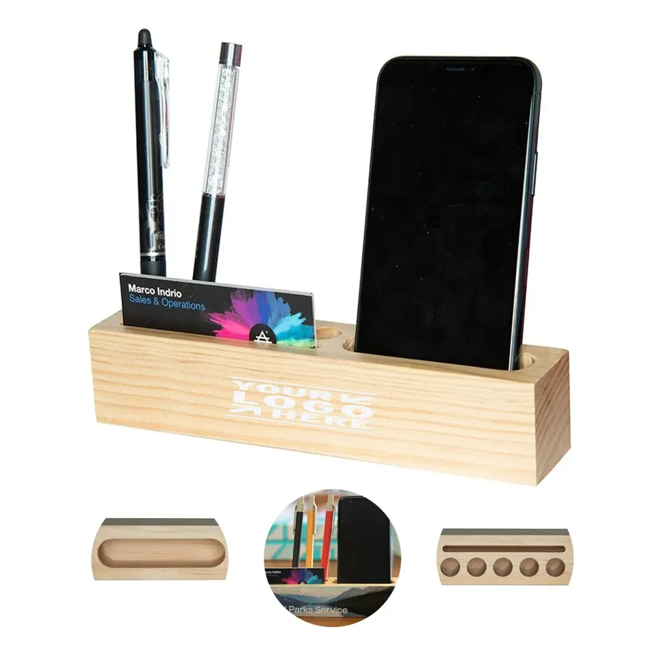 Natural Wood Desktop Organizer