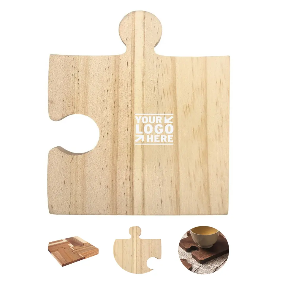 Puzzle-Shaped Wooden Coaster