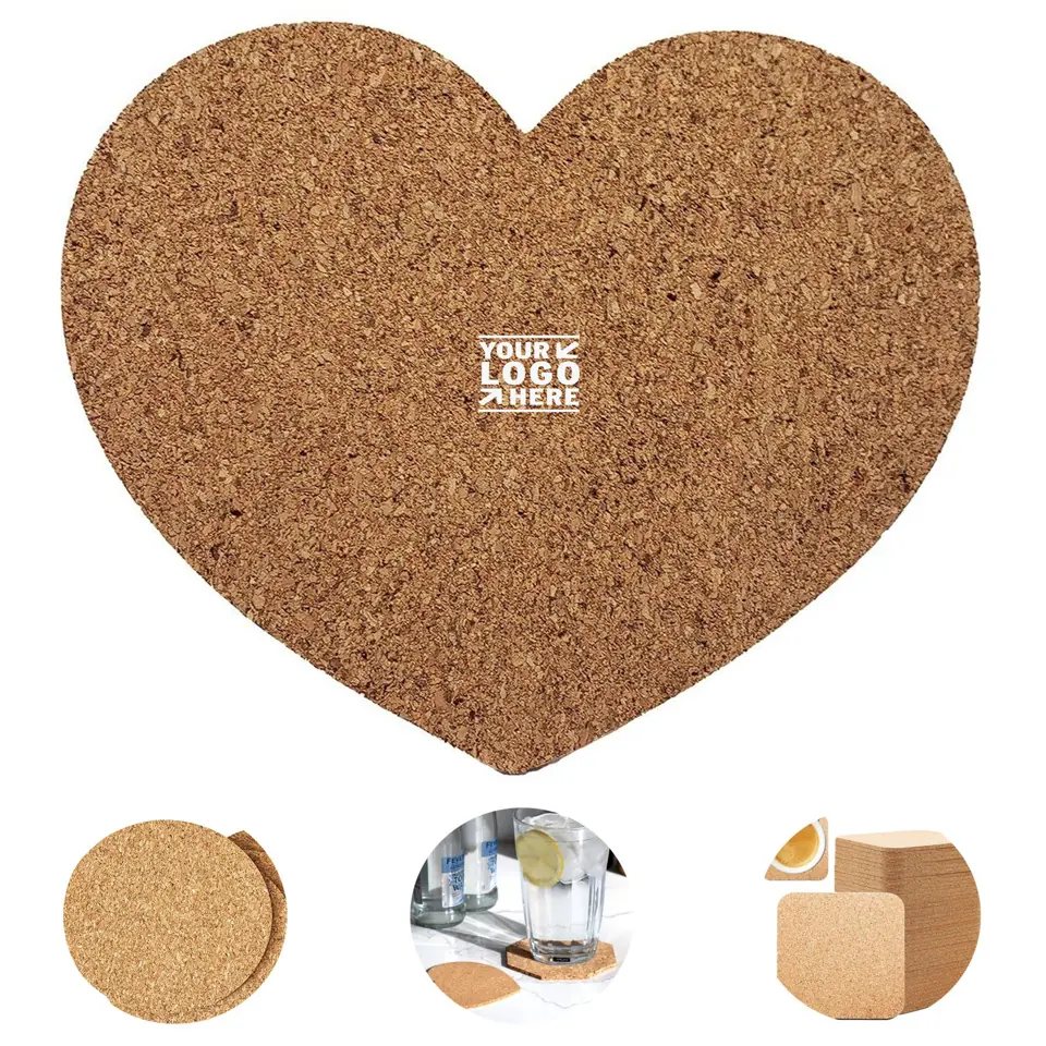 Heart-Shaped Natural Cork Coaster