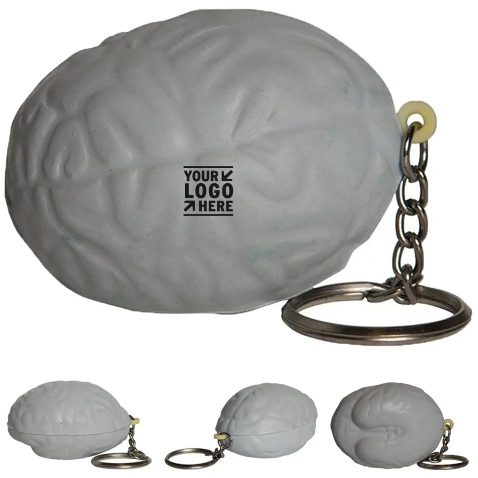 Gray Brain Stress Relief Key Ring
