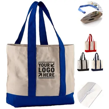 Nautical Striped Canvas Tote Bag