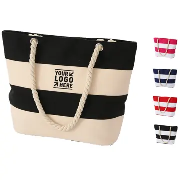 Multicolor Striped Canvas Carryall