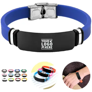 Adjustable Silicone Wristband with Metal Plate