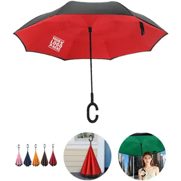 Invertible Car Umbrella with Curved Grip