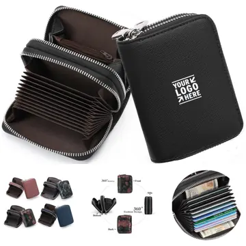 Premium Leather Dual-Zipper Card Organizer