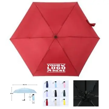 Compact 5-Fold Black Coated Umbrella