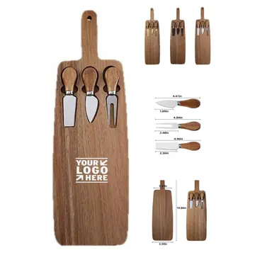 Acacia Wood Serving Board with Cutlery Set