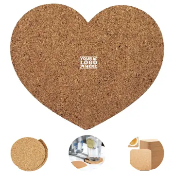 Heart-Shaped Natural Cork Coaster